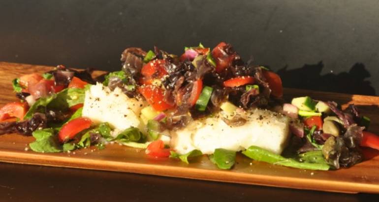 Butterfish fillets with a fresh karengo salsa